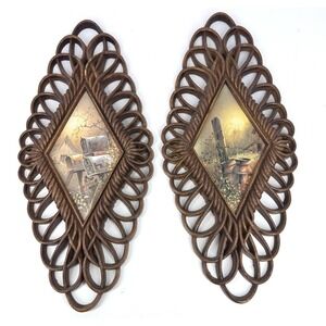 Burwood Products Vintage Wall Plaques Set Rustic Farmhouse Country Cottage